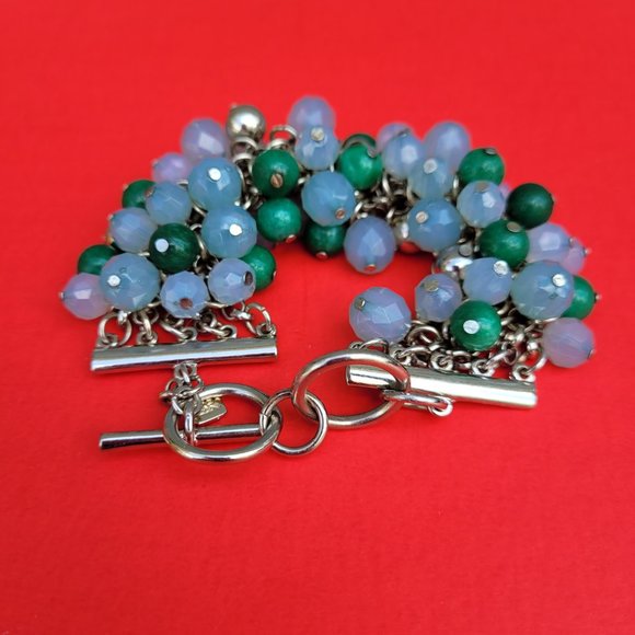 Banana Republic Silver Toned Chain Maille Beaded Bracelet With Toggle Closure - Picture 3 of 5